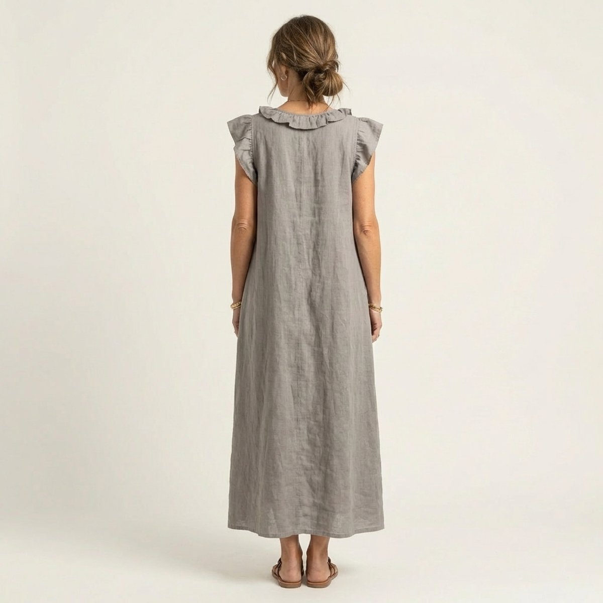 Emilia Sleeveless Ruffle Linen Maxi Dress