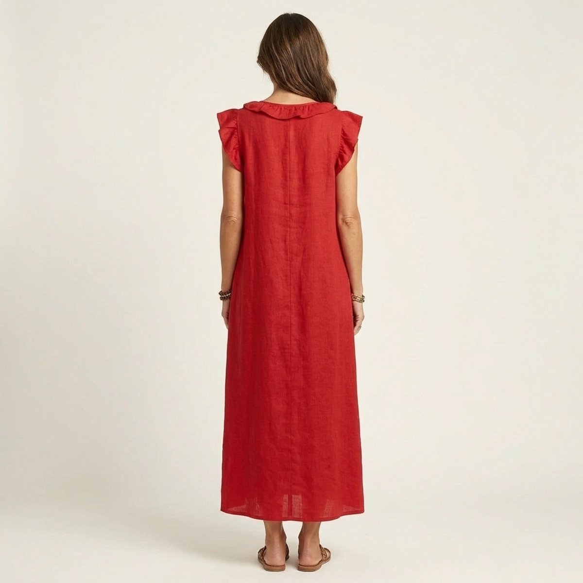 Emilia Sleeveless Ruffle Linen Maxi Dress
