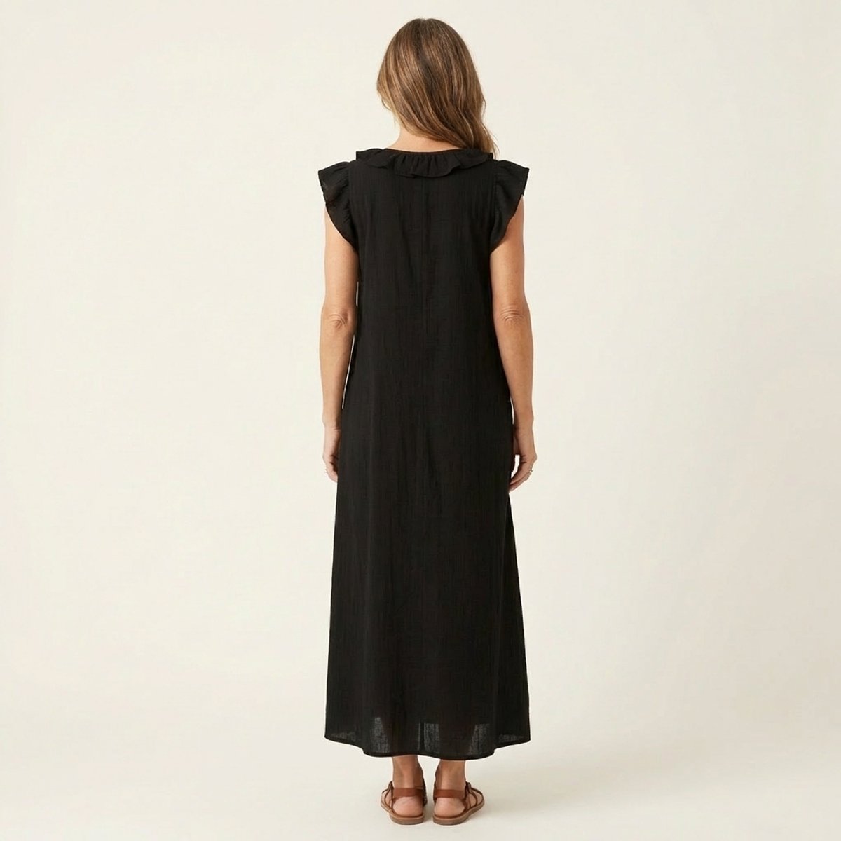 Emilia Sleeveless Ruffle Linen Maxi Dress