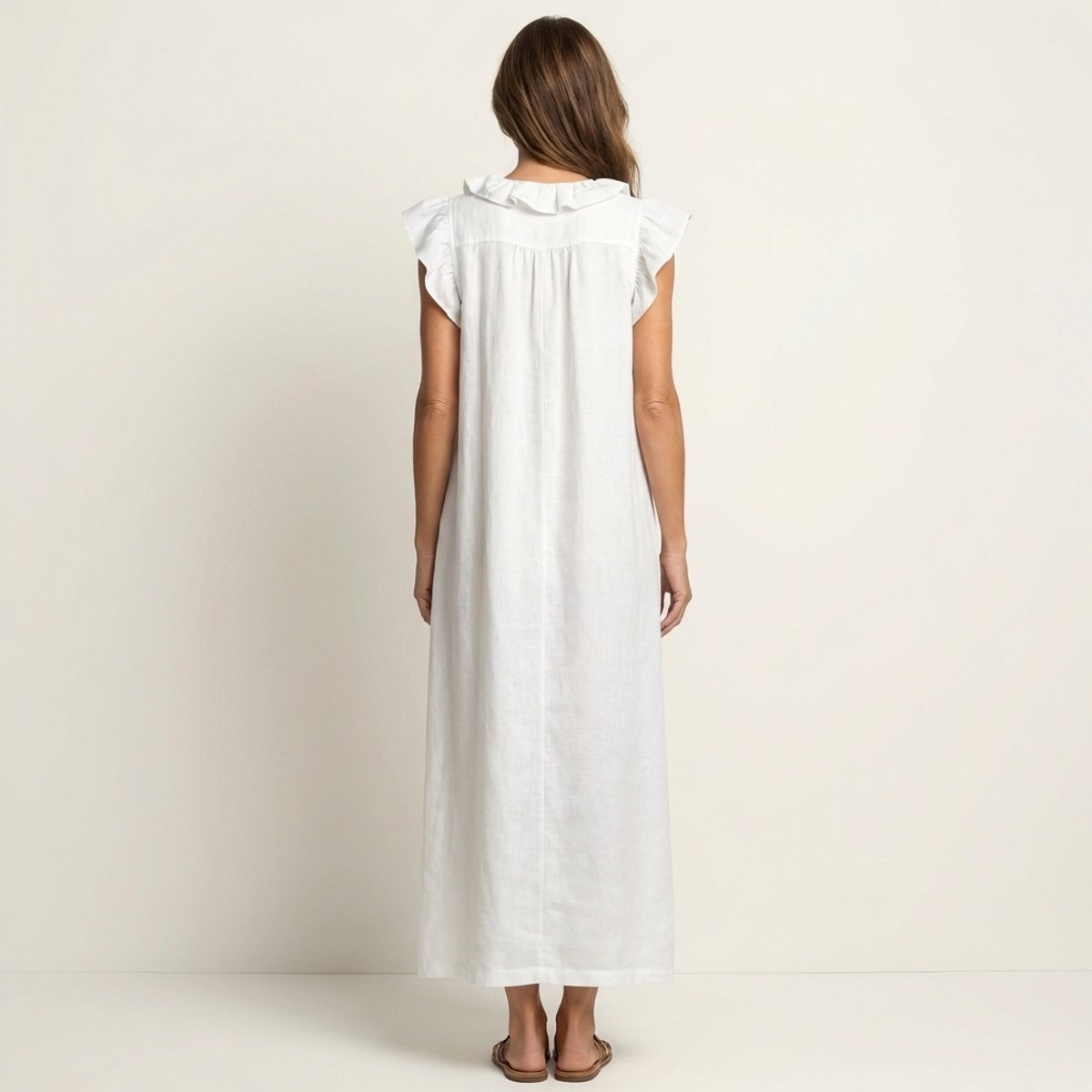 Emilia Sleeveless Ruffle Linen Maxi Dress
