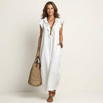 Emilia Sleeveless Ruffle Linen Maxi Dress