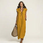 Emilia Sleeveless Ruffle Linen Maxi Dress