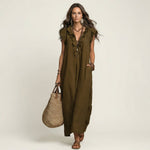 Emilia Sleeveless Ruffle Linen Maxi Dress