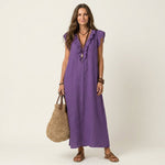 Emilia Sleeveless Ruffle Linen Maxi Dress