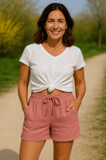 Elisabeth Relaxed Linen Shorts with Drawstring and Side Pockets