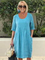 Marie Relaxed Linen Tunic Dress with Pockets