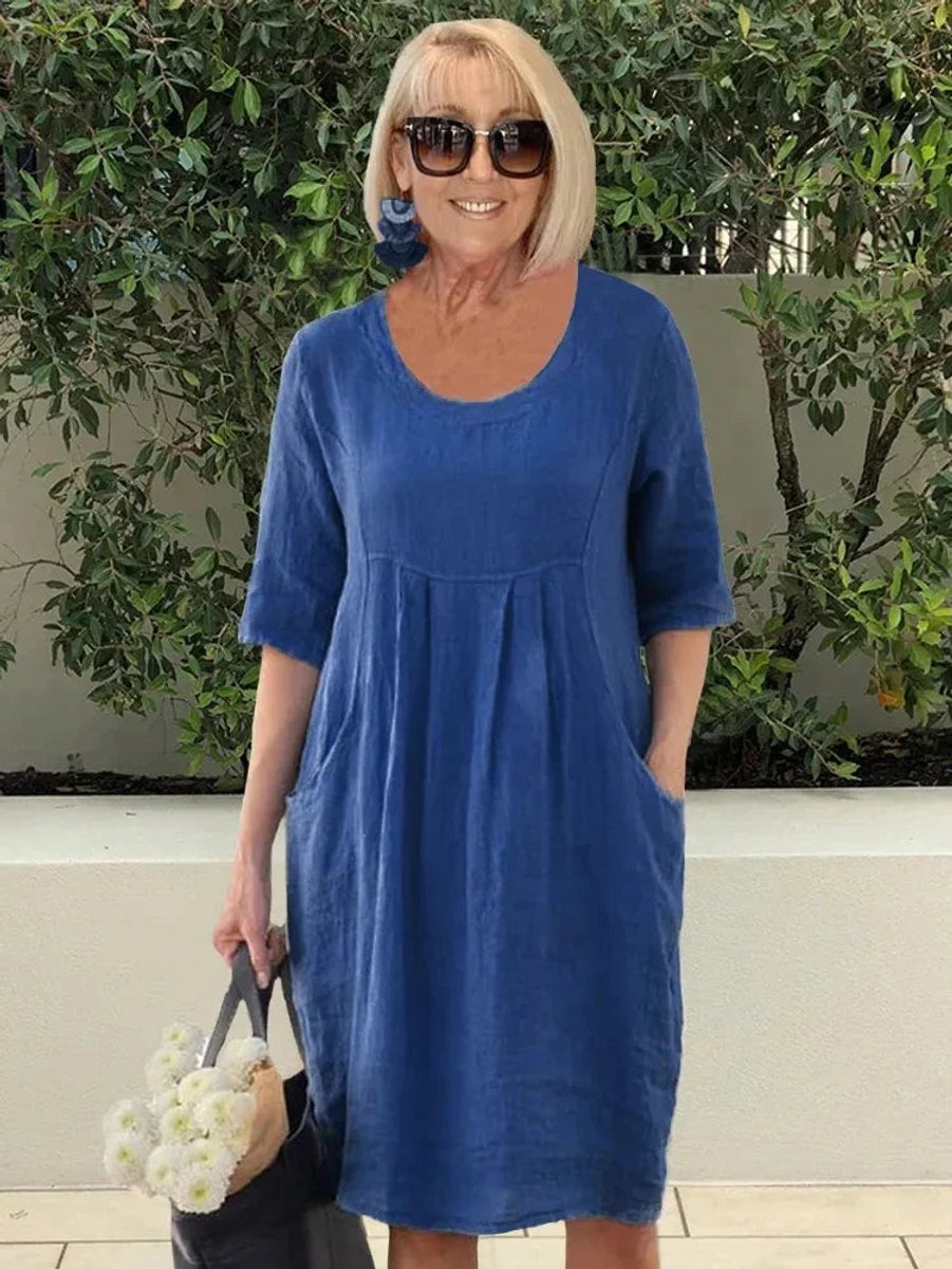 Marie Relaxed Linen Tunic Dress with Pockets