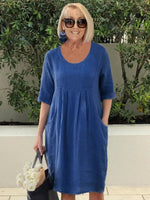 Marie Relaxed Linen Tunic Dress with Pockets