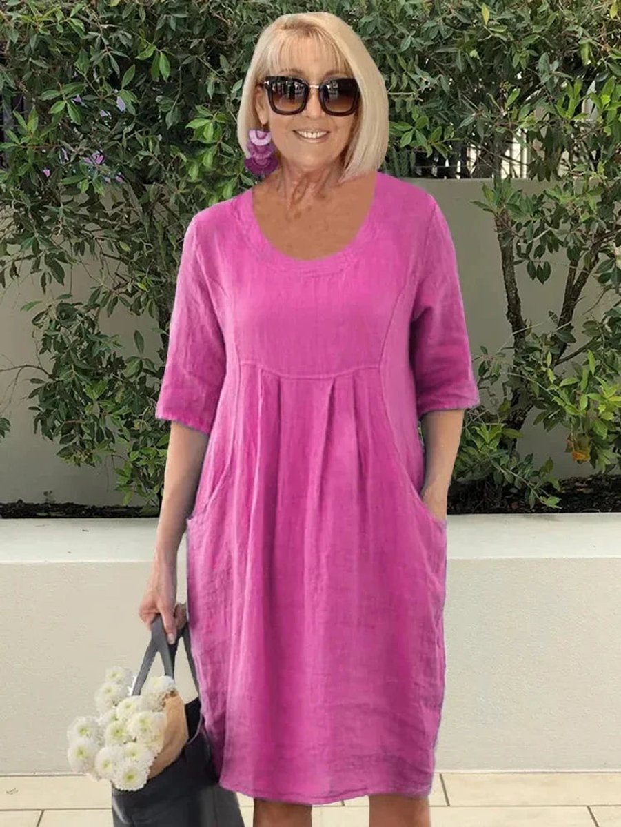 Marie Relaxed Linen Tunic Dress with Pockets