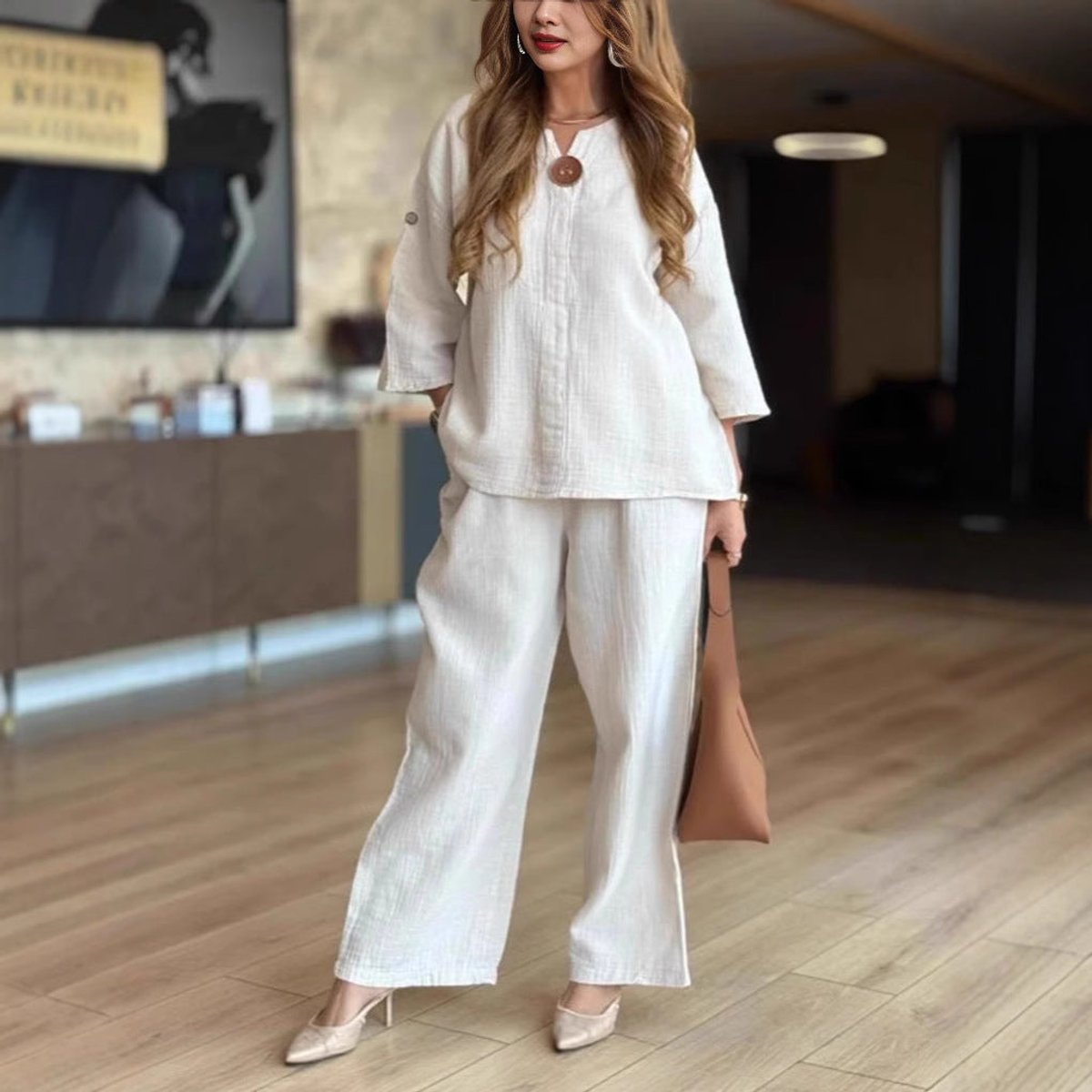 Hannah Linen Tunic Palazzo Pants Two-Piece Set