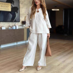 Hannah Linen Tunic Palazzo Pants Two-Piece Set