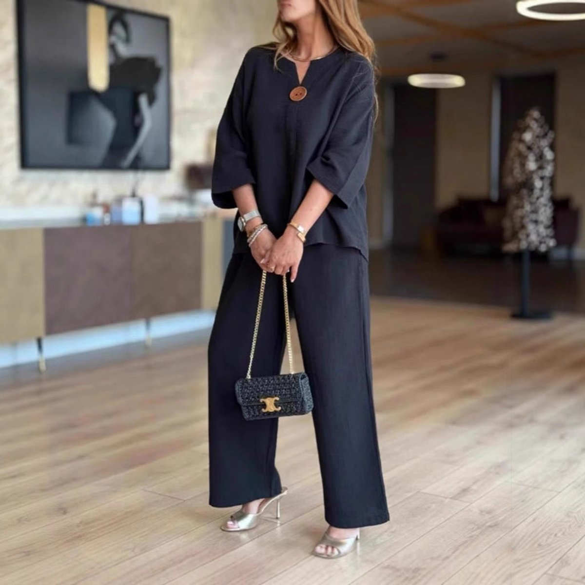 Hannah Linen Tunic Palazzo Pants Two-Piece Set