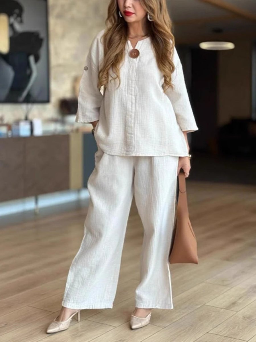 Hannah Linen Tunic Palazzo Pants Two-Piece Set