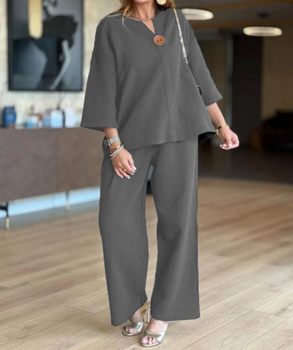 Hannah Linen Tunic Palazzo Pants Two-Piece Set