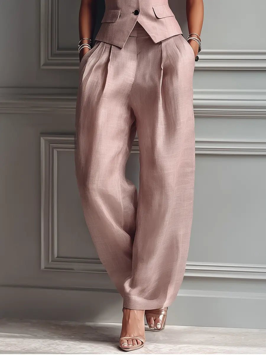 Sophie Linen Vest and Wide-Leg Trouser Set