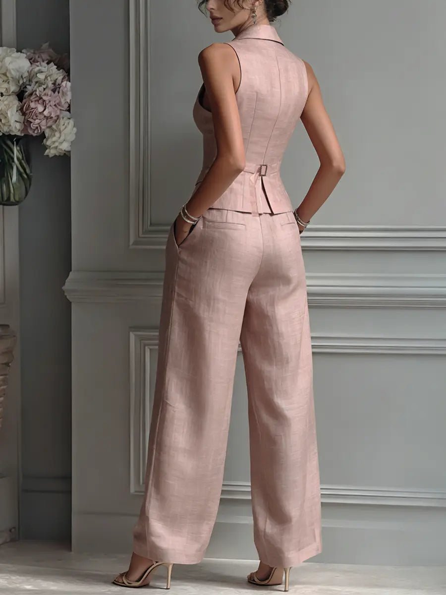 Sophie Linen Vest and Wide-Leg Trouser Set