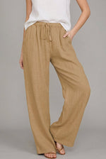 Charlotte Linen Wide-Leg Drawstring Pants