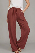 Charlotte Linen Wide-Leg Drawstring Pants