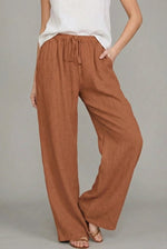Charlotte Linen Wide-Leg Drawstring Pants