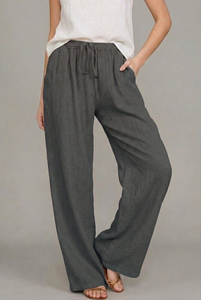 Charlotte Linen Wide-Leg Drawstring Pants