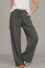 Charlotte Linen Wide-Leg Drawstring Pants