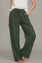 Charlotte Linen Wide-Leg Drawstring Pants