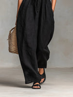 Hannah Linen Wide-Leg Strapless Jumpsuit with Tie Front