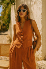Annika Linen Vest and Pleated Trouser Set