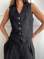 Annika Linen Vest and Pleated Trouser Set