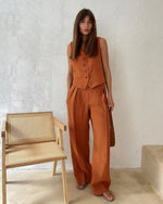 Annika Linen Vest and Pleated Trouser Set