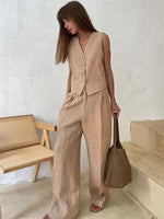 Annika Linen Vest and Pleated Trouser Set