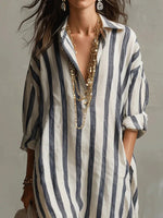 Luisa Striped Linen Oversized Maxi Shirt Dress