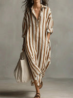 Luisa Striped Linen Oversized Maxi Shirt Dress