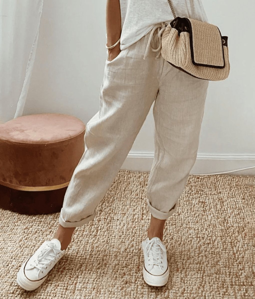 Sophie Relaxed Drawstring Summer Pants with Abstract Print