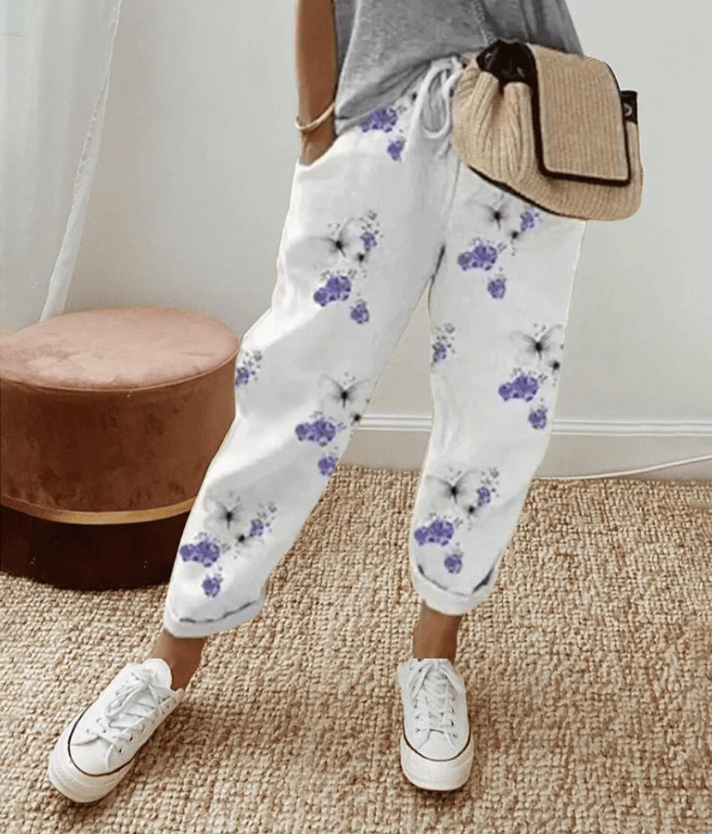 Sophie Relaxed Drawstring Summer Pants with Abstract Print