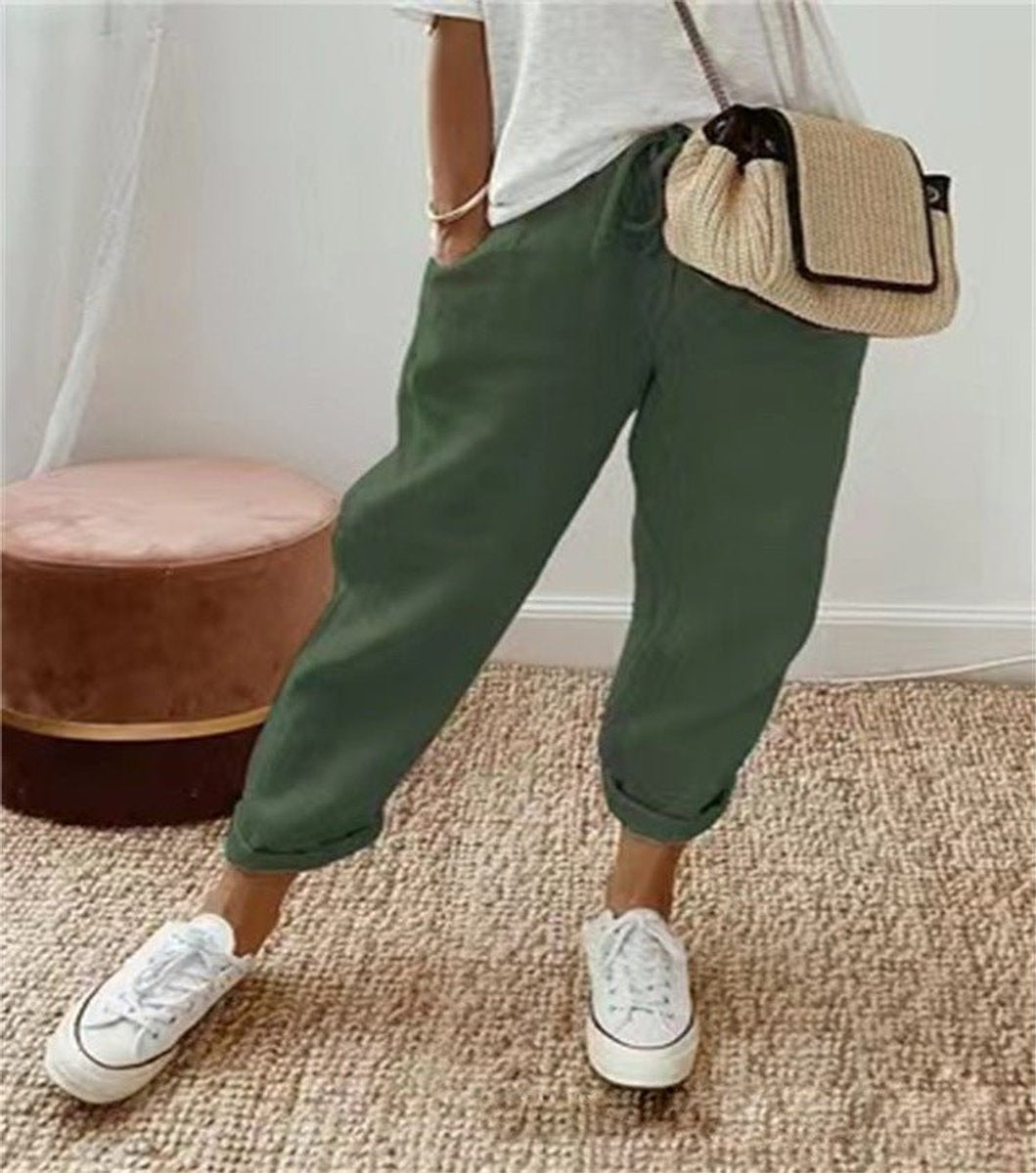 Sophie Relaxed Drawstring Summer Pants with Abstract Print