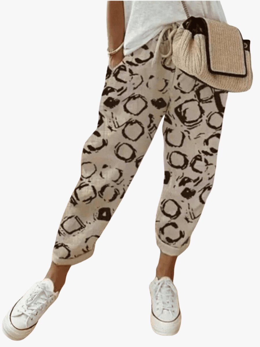 Sophie Relaxed Drawstring Summer Pants with Abstract Print