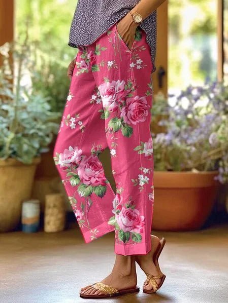 Annika Relaxed Floral Print Pants with Pockets