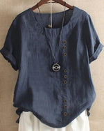 Sophie Relaxed Linen Blouse with Asymmetric Buttons