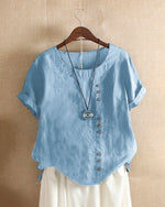 Sophie Relaxed Linen Blouse with Asymmetric Buttons
