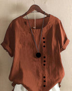 Sophie Relaxed Linen Blouse with Asymmetric Buttons