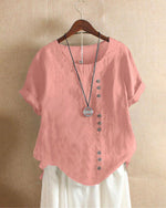 Sophie Relaxed Linen Blouse with Asymmetric Buttons