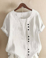 Sophie Relaxed Linen Blouse with Asymmetric Buttons