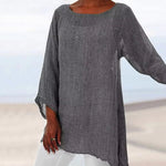 Lena Oversized Long-Sleeve Linen Tunic Top