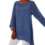Lena Oversized Long-Sleeve Linen Tunic Top