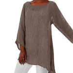 Lena Oversized Long-Sleeve Linen Tunic Top