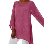 Lena Oversized Long-Sleeve Linen Tunic Top
