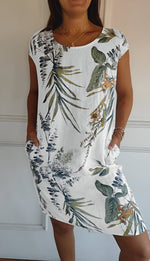 Marie Tropical Leaf Print Shift Dress