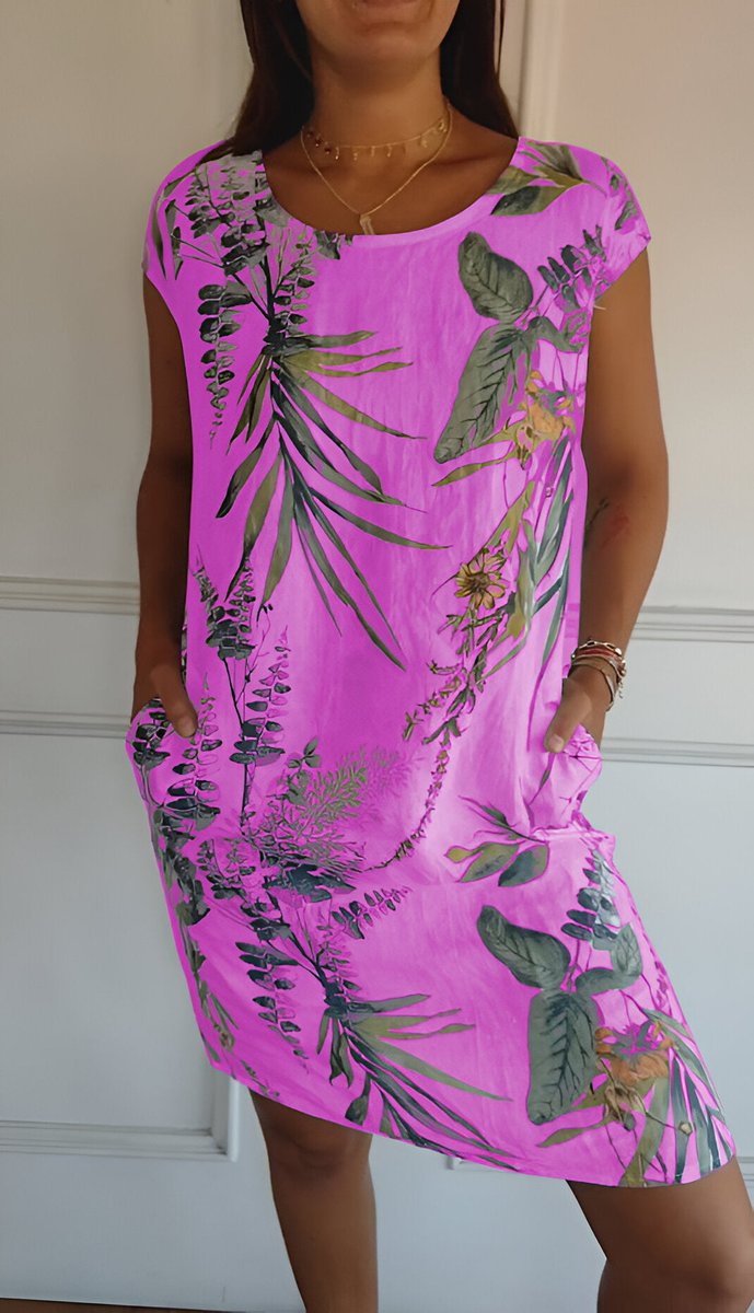 Marie Tropical Leaf Print Shift Dress