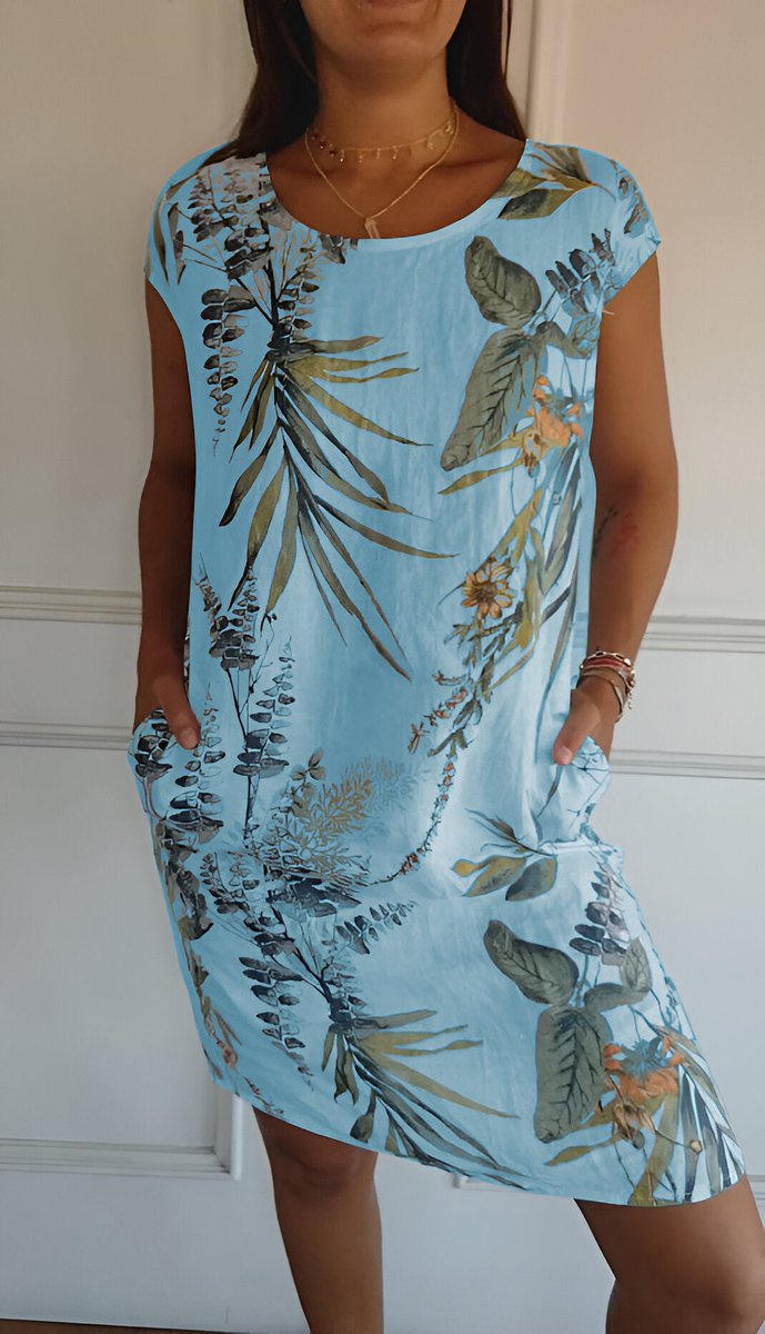Marie Tropical Leaf Print Shift Dress
